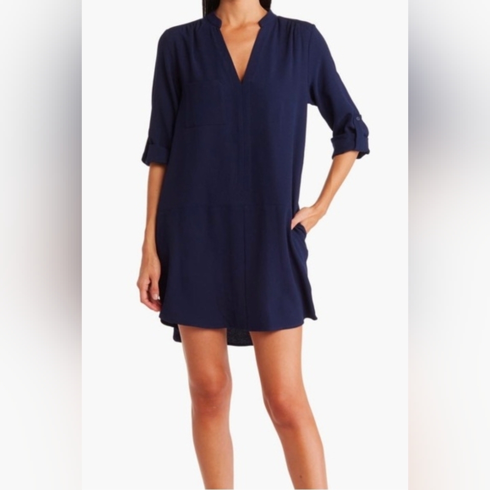 Lush Novak Split Neck Three-Quarter Sleeve Dress